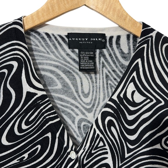 August Silk Petites Silk Cardigan Sweater Size PM Button Front - Picture 3 of 4